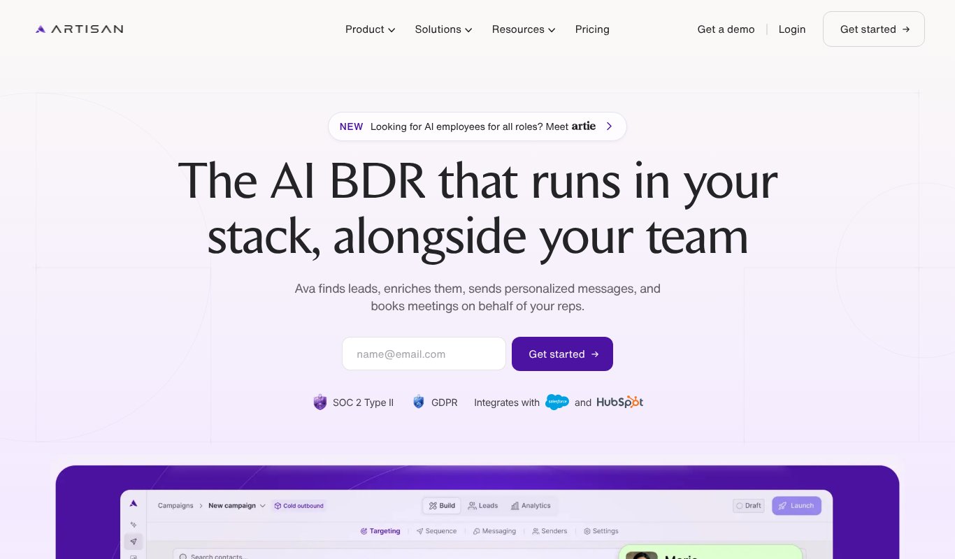 Artisan homepage