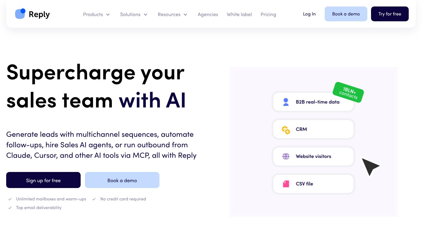 Reply.io homepage